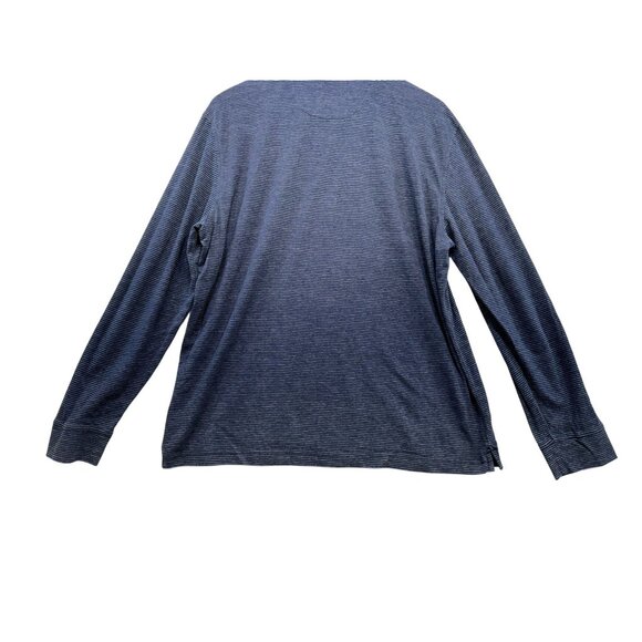 Untuckit Mens Striped Henley Polo Shirt XXL Two Tone BluebLong Sleeve Made In Pe - Picture 10 of 11